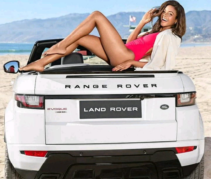 Swimsuit model with Range Rover