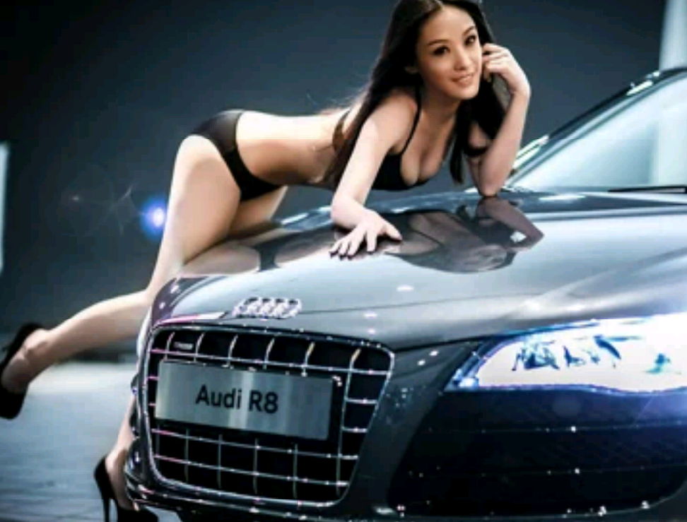 Audi r8 with model girl