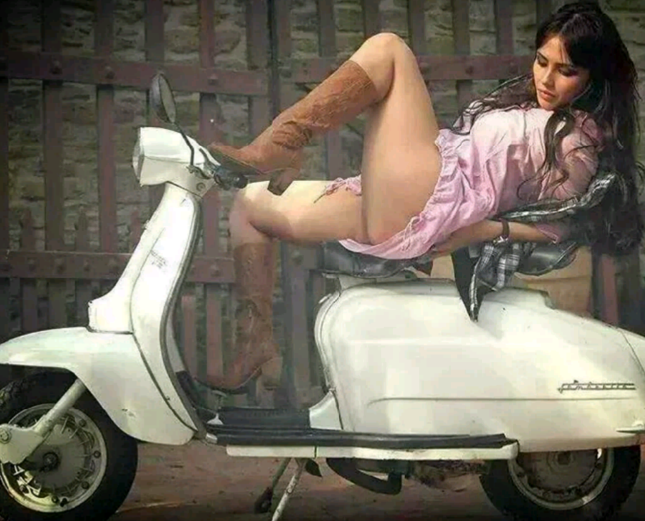Hot model photos on scooter